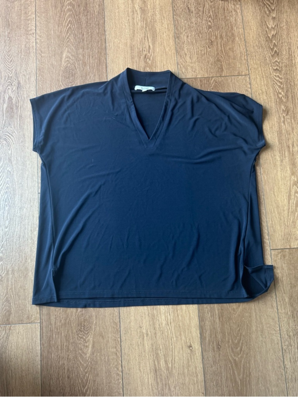 Sympli Navy V-Neck Boxy Short Sleeve Top